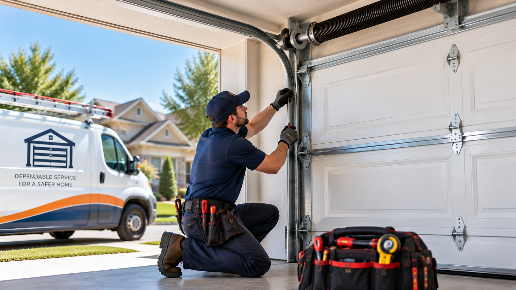 Garage Door Channelview TX technician servicing garage door