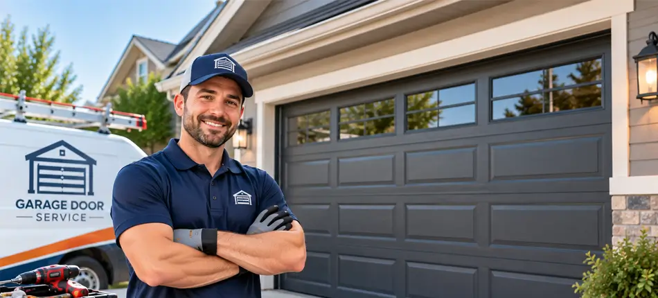 Professional garage door service technician